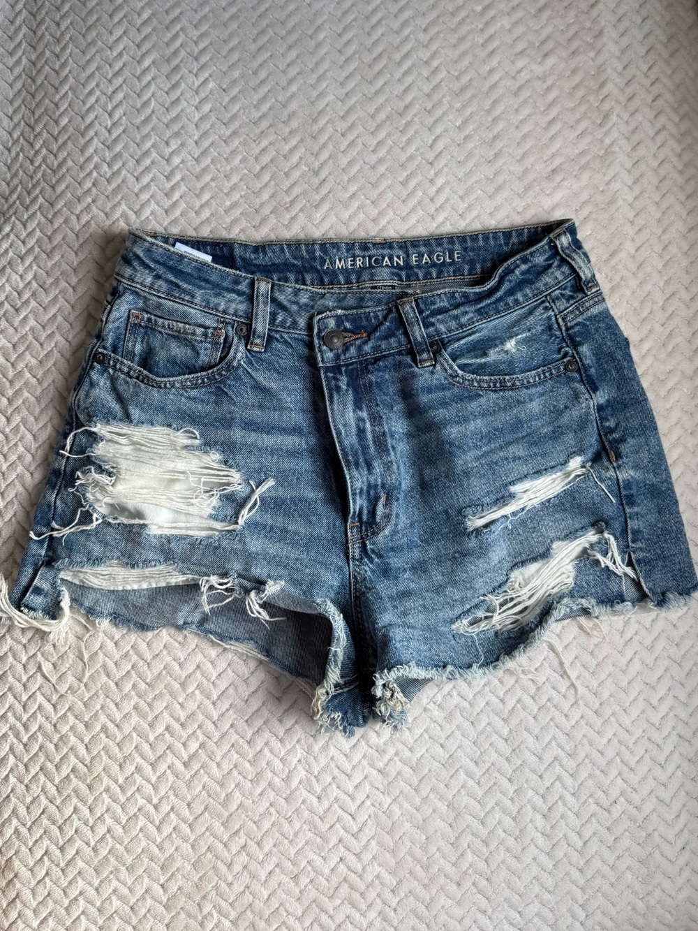 American Eagle Outfitters Distressed Blue Denim Jean Shorts